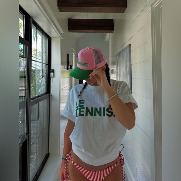 LE SURF Le Tennis Ping Pong Surf Club White Cotton Tee Shirt Size Small - Picture 2 of 6